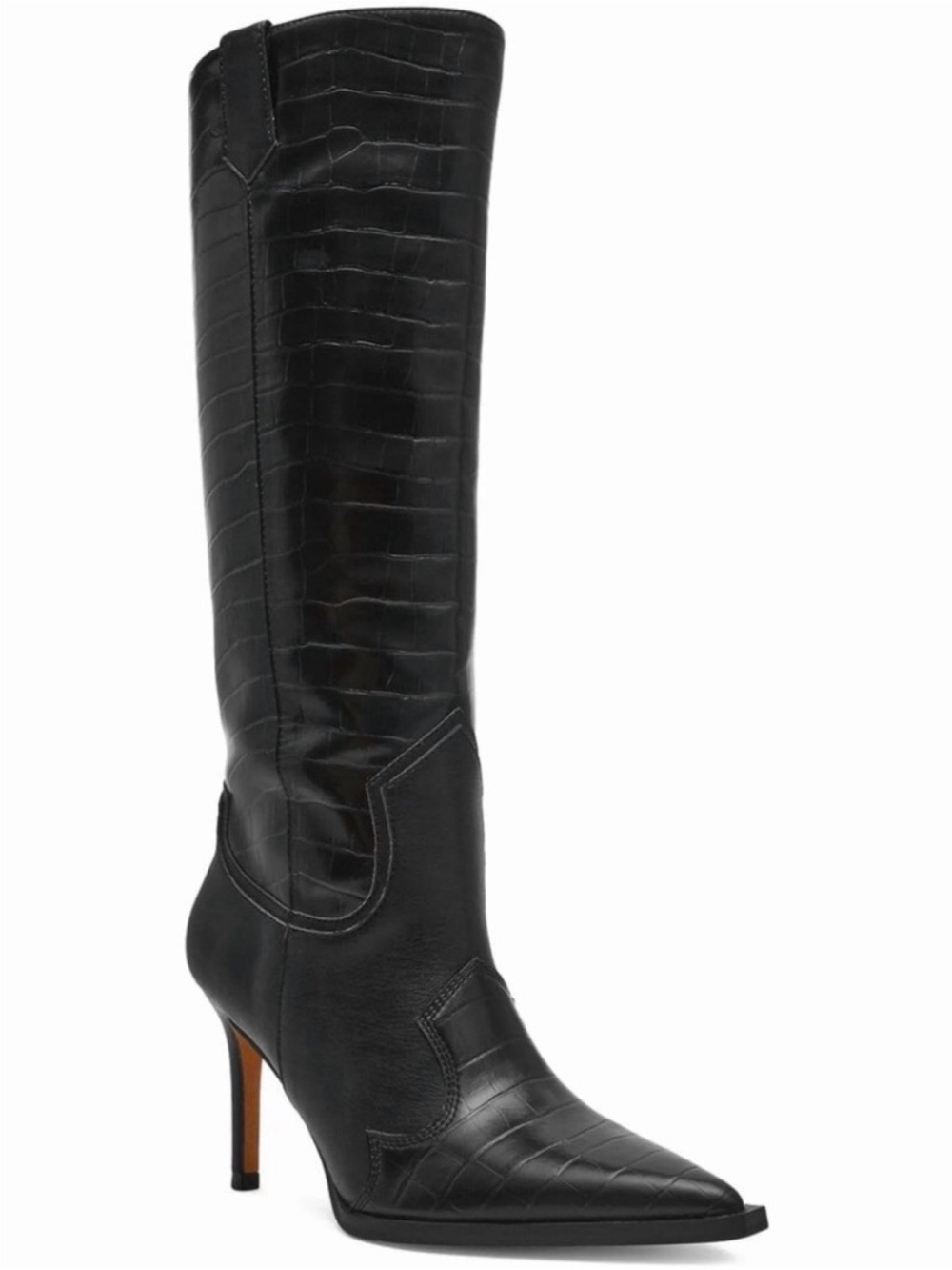 NWOT Steven By Steve Madden Lanza Black Croc-Embossed Pointed Knee High Boot 9